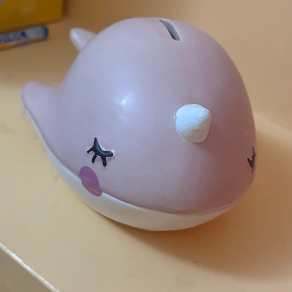 Whimsical Whale Coin Bank - Soft Pink - Early Learning count & save Piggyback 🐷